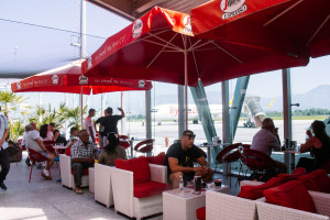 Airport cafe in Tirana, Albania