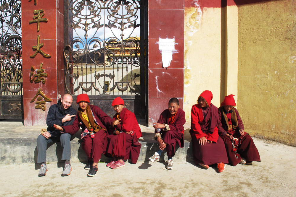 Hanging out with student monks